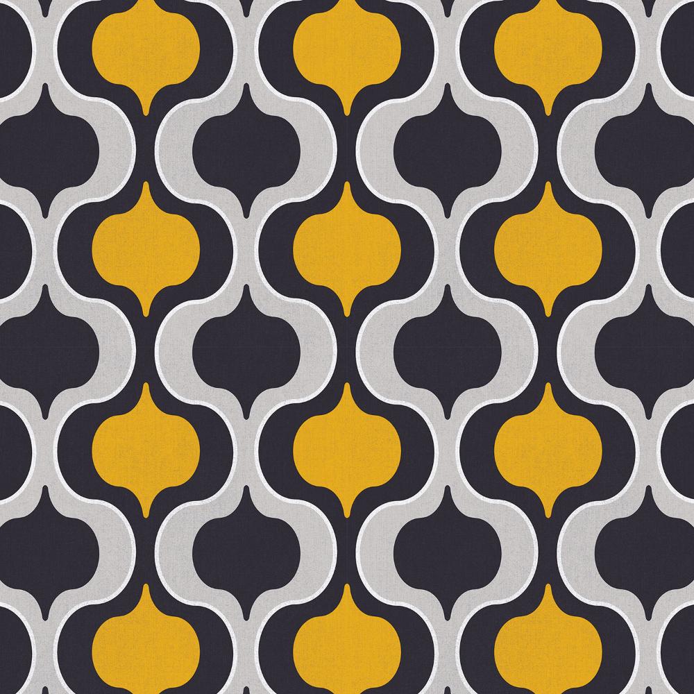 Patton Wallcoverings JJ38039 Rewind Squeeze In Black, Yellow And Grey Wallpaper
